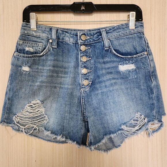 Joe's Jeans Denim Cut Off Shorts Distressed Button Fly High Rise Women's Size 26 - Picture 1 of 7